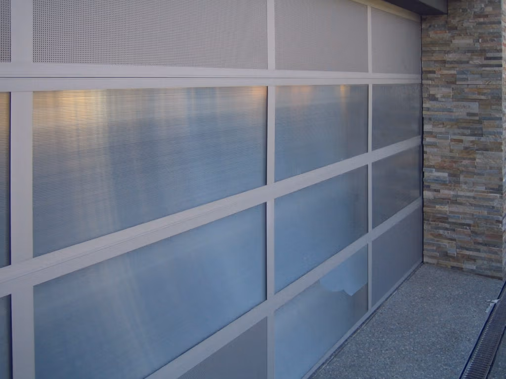 Multilite Gliderol Close-up of Danmar Multilite showing multi-walled polycarbonate garage door texture. - Gliderol